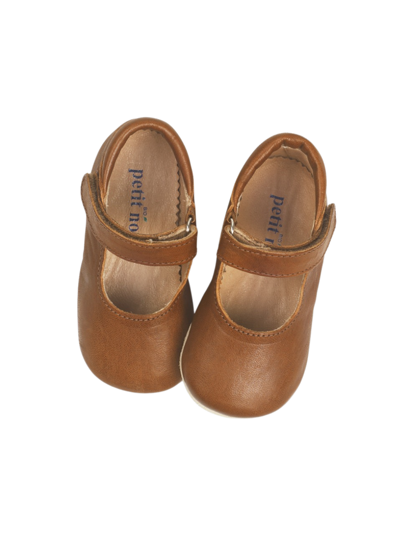 Petit Nord Ballerina Shoe with Velcro Indoor Shoes Cognac 002