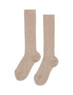 Basic Rib Knee High Socks - Brown
