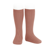 Basic Rib Knee High Socks - Terracotta