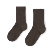Basic Rib Short Socks - Brown