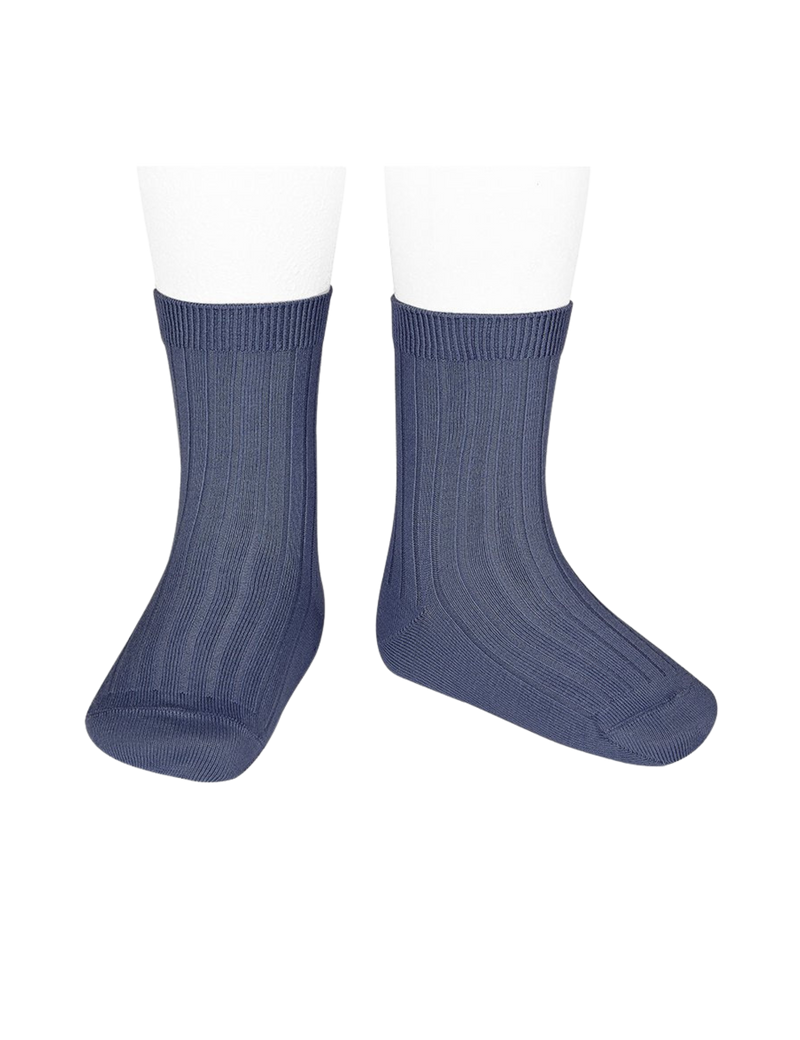 Petit Nord Basic Rib Short Socks Socks Dusty Blue 484