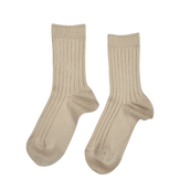 Basic Rib Short Socks - Linen