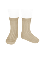 Basic Rib Short Socks - Nougat