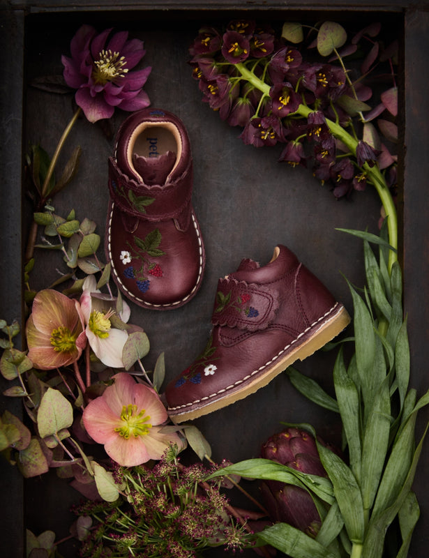 Petit Nord Blackberries Scallop Velcro Boot Low Boot Shoes Plum 075