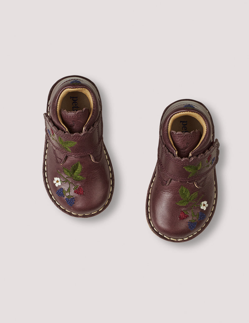 Petit Nord Blackberries Scallop Velcro Boot Low Boot Shoes Plum 075