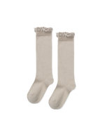 Knee Socks with Lace Edging - Nougatine