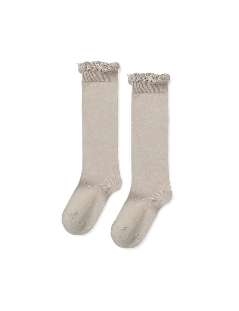Petit Nord Knee Socks with Lace Edging Socks Stone 334