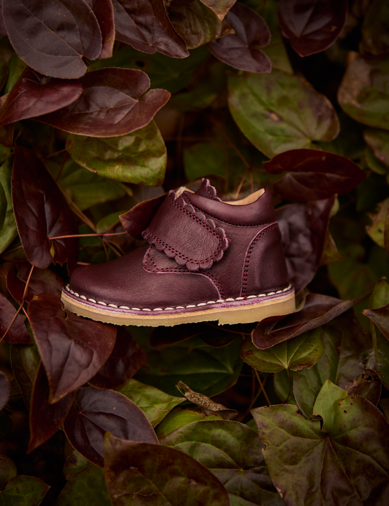 Petit Nord Scallop Velcro Boot Low Boot Shoes Plum 075
