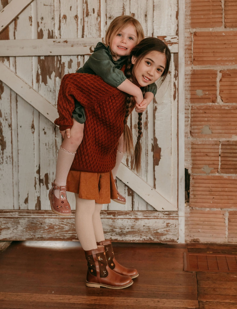 Petit Nord T-Bar Scallop Birds T-bars and Ballerinas Rose Clay Patent 091