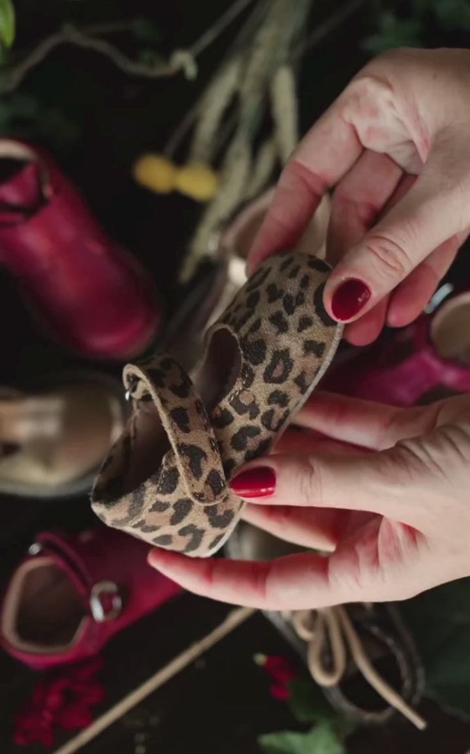 Petit Nord Ballerina Shoe with Velcro Indoor Shoes Leopard 172
