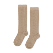 Hole Patterned Knee-High Socks - Camel