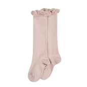 Knee Socks with Lace Edging - Old rose